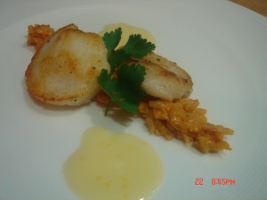 Halibut Cheeks with Tomato Risotto and Meyer Lemon Sabayon