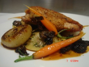 Pheasant Breast with Oregon Morel Mushrooms, Butter Braised Cippolini Onions and Hen Jus