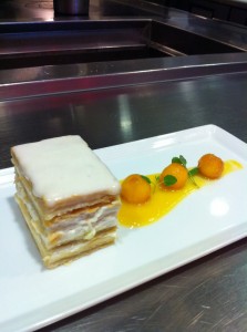 Crispy Custard Napoleon with Masumoto Farms peaches