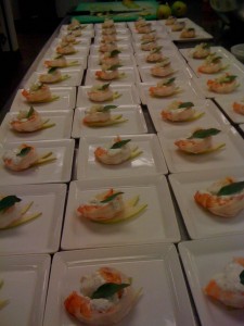 Poached Shrimp with D'Anju pear and basil aioli
